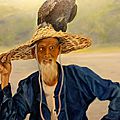 Cormoran sur un chapeau perché H/T 60x50
