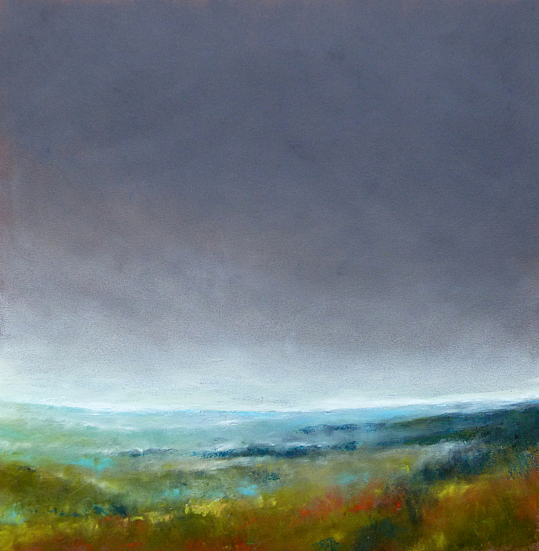 Matin Brocéliande, 2017, pastel à l'huile, 32 x 32 cm