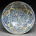 Bowl with bird and peonies, iran, timurid period (1370 - 1507)