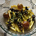 Escargots et pommes de terre frites au beurre persillé