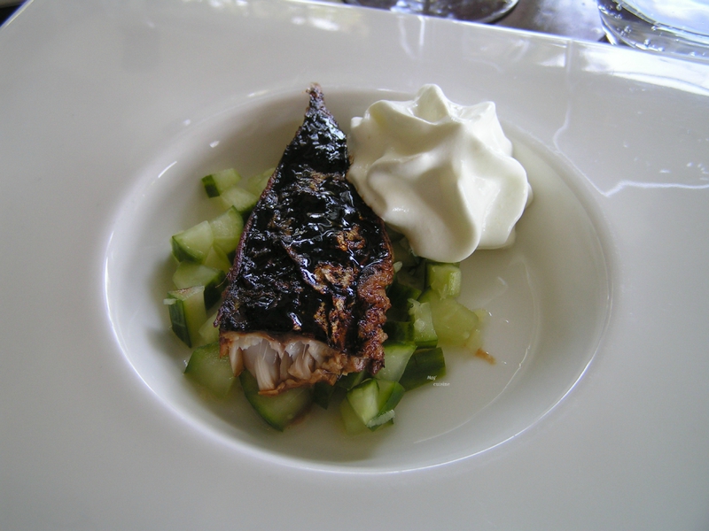 2015 05 28 - Le Moulin à Vent (38) - tataki de maquereau pickles de concombre émulsion de gingembre