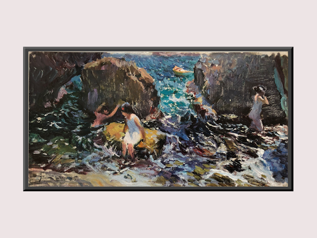 059-Enfants se baignant entre les rochers