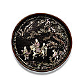A mother-of-pearl-inlaid black lacquer circular straight-sided tray, ming dynasty, 16th century
