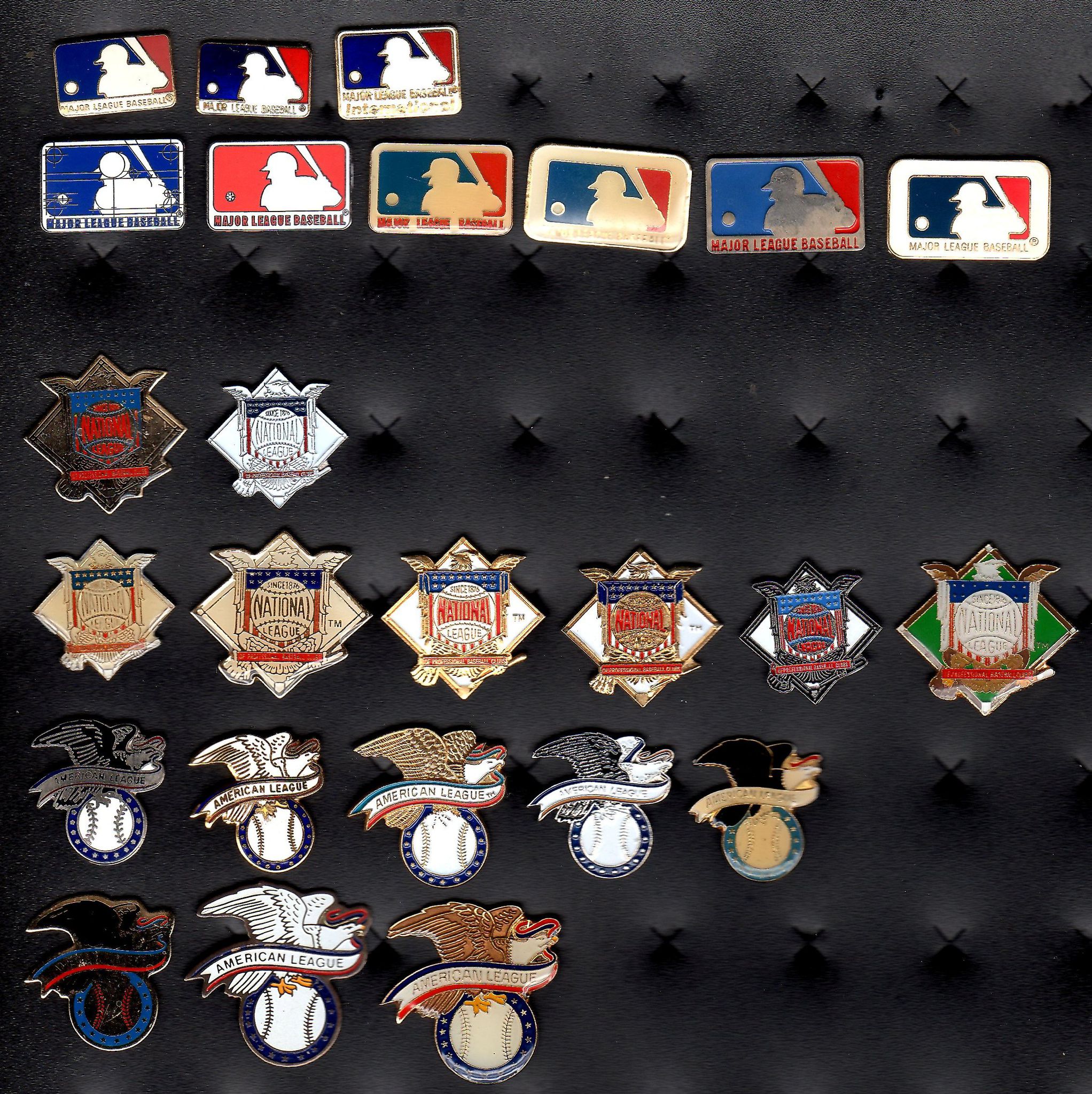 MLB logo baseball pin collection with AL and NL pins baseball pins