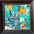 La sirène- acryl 2014- cadre noir, orange- 40X40cm-(n°28ND)