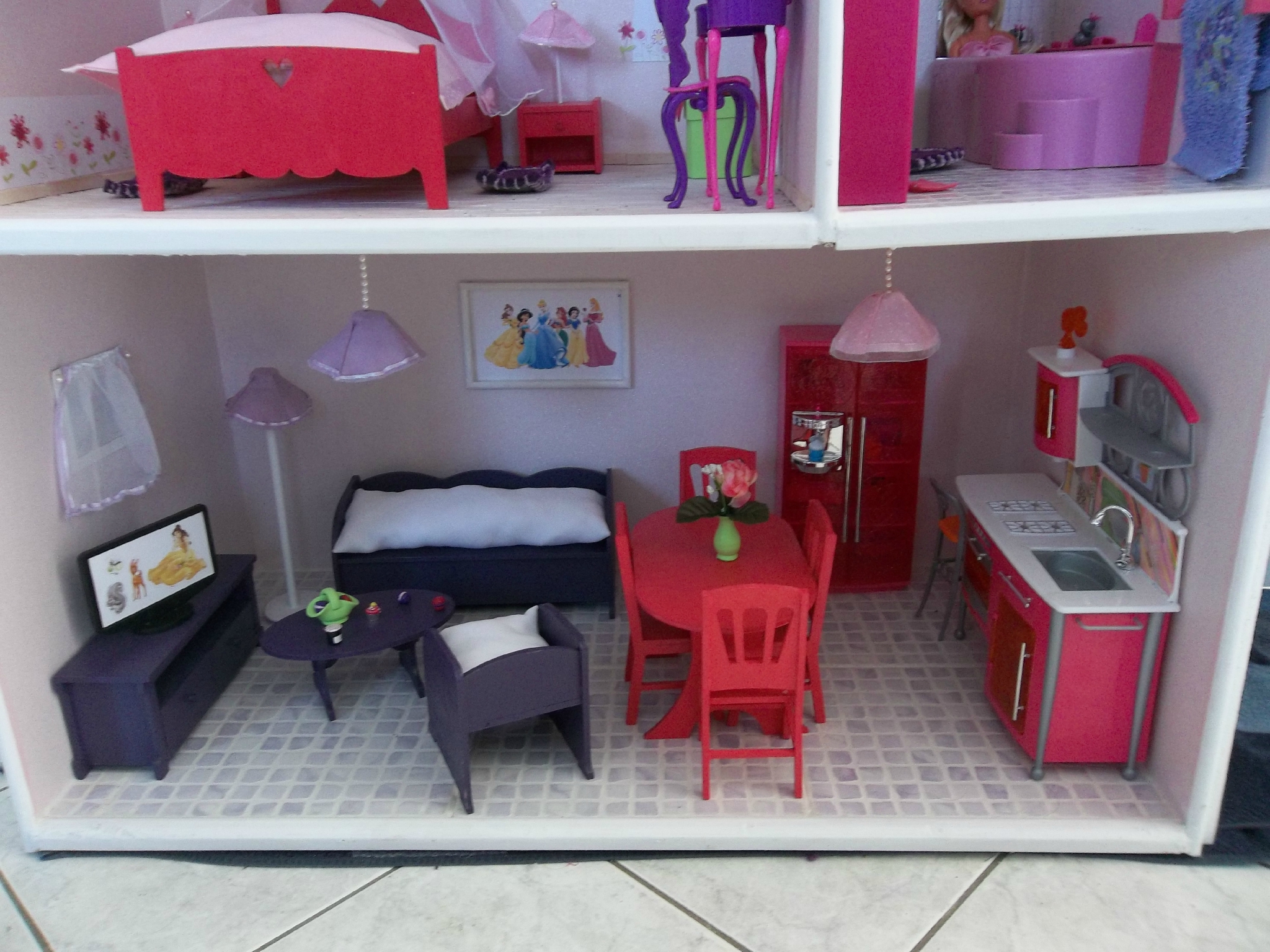 Nouveau Chiffon canapé télé SALON Création Meubles Pour Barbie Ken maison de poupée P 