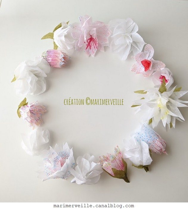 couronne de fleurs papier de soie 2 - création ©marimerveille