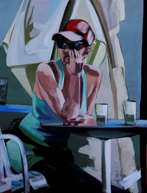 la casquette rouge - huile sur toile - 116 x 89 cm