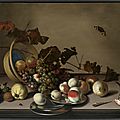 Balthasar van der ast (middelburg 1594 - delft 1657), a fruit still-life with a wicker basket, shells and a butterfly