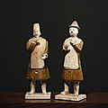 Deux musiciens debout, chine, dynastie ming (1368-1644)