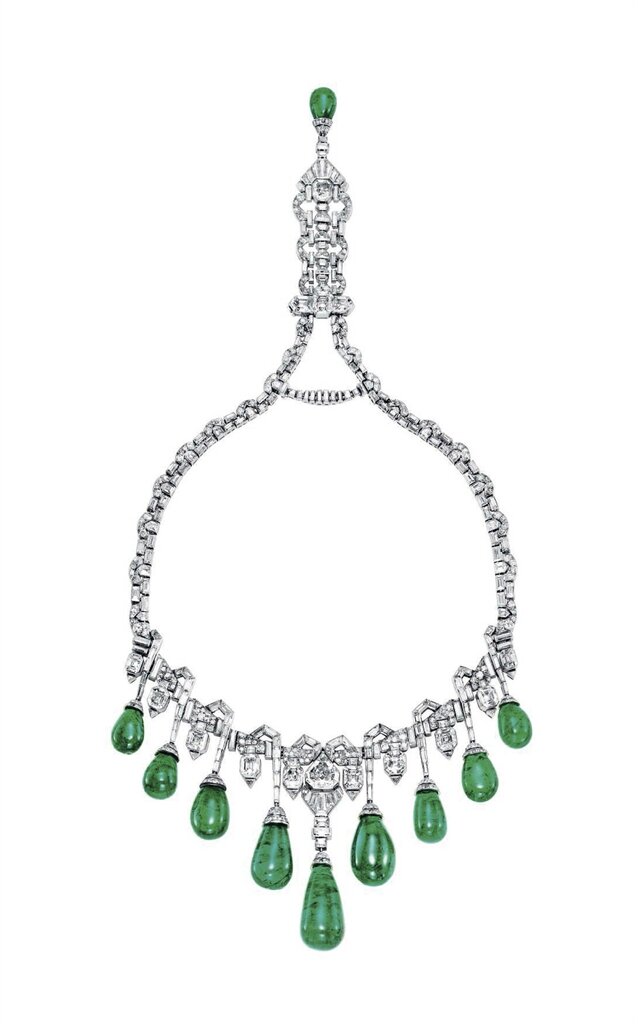 Art Deco emerald and diamond necklace 