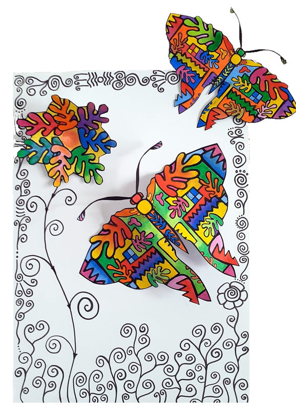 429-Fleurs Printemps- Papillon Matisse (47b)