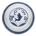 A blue and white 'fish' dish, ming dynasty, 16th century