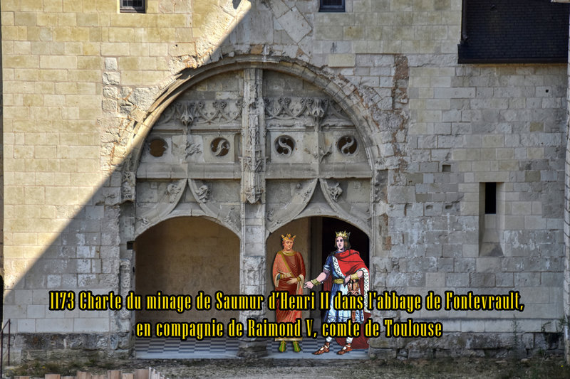 1173 Charte du minage de Saumur d’Henri II dans l'abbaye de Fontevrault, en compagnie de Raimond V, comte de Toulouse