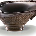 A rhinoceros horn archaistic libation cup, qing dynasty, kangxi period