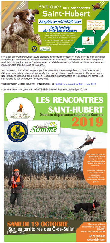 2019-09-21 Participez aux rencontres Saint-Hubert le samedi 19 octobre sur les territoires des Ô-de-Selle - actu[