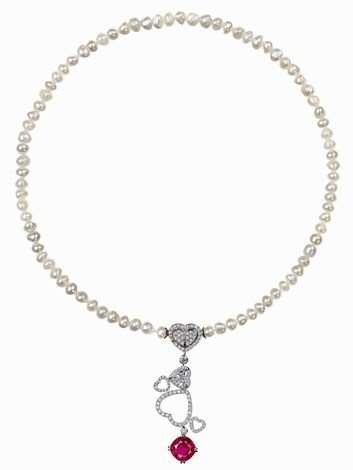 Chanel 21B Heart Pearl White Crystal CC Necklace - BOPF