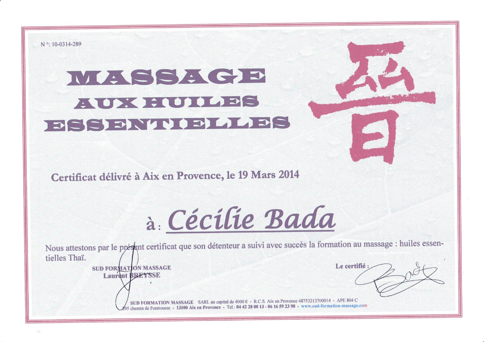 Certification de Massage Bien-être Thaïlandais