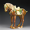 A sancai-glazed pottery figure of a horse, Tang dynasty (618-907)