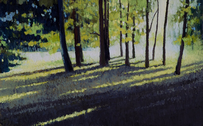 Lyon Parc de la Tếte d'Or, pastel à l'huile, oct 2018