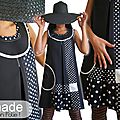 Esprit graphique, la tendance mode de l'automne hiver 2013.2014 ! robe trapèze chasuble pois et carreau noir/ blanc 