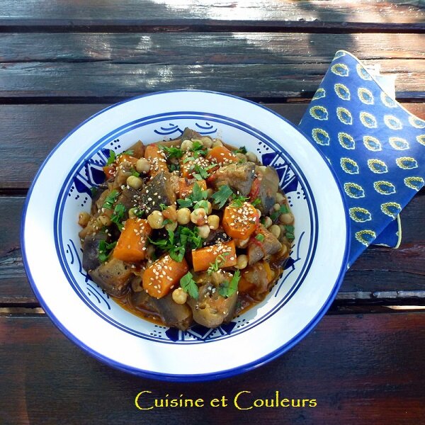Tajine aubergines/carottes au cumin et poivre de Mada Cuisine et Couleurs