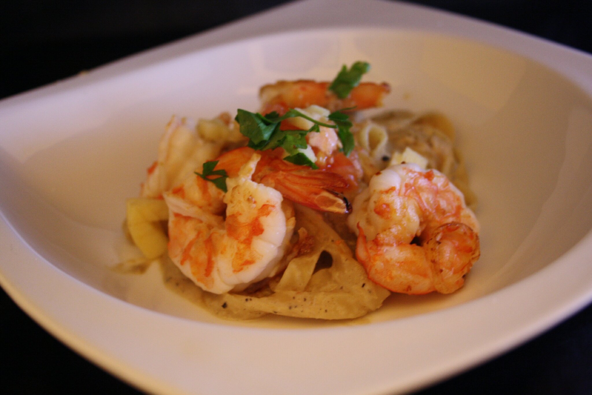 Gambas Rôties Tagliatelles Au Curry Et Lait De Coco Angel