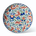 A wucai 'carp' dish, qing dynasty, kangxi period (1662-1722)