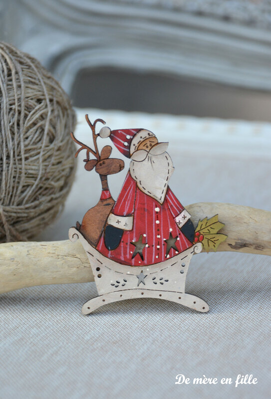père noël et son renne dans le traineau
