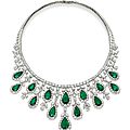 An emerald and diamond fringe necklace, by harry winston