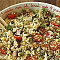 Salade composee 5 cereales, maïs, tomate, tofu & pesto