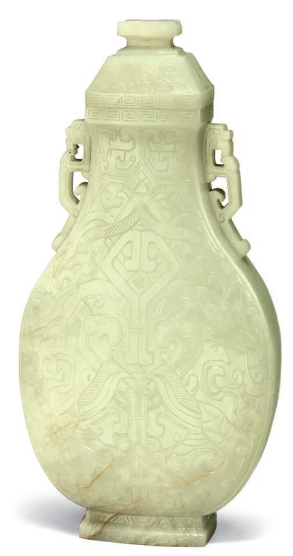 A pale celadon vase and cover, 18th-19th century