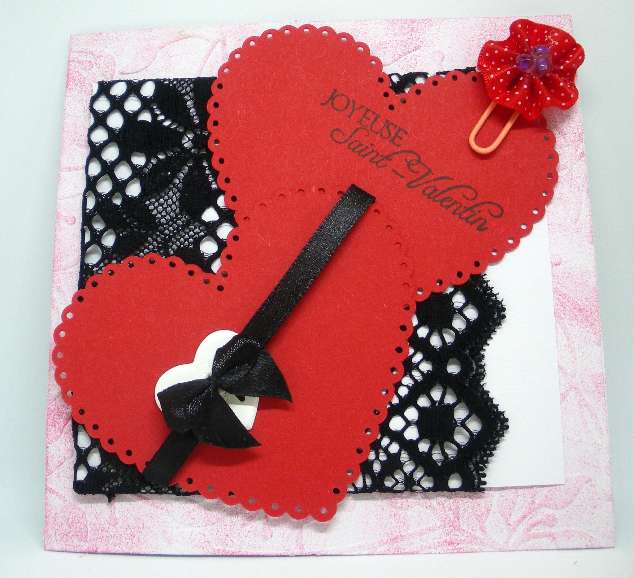 Carte Saint Valentin Coeur Rouge Et Dentelle Noire Le Paradis Du Fait Main