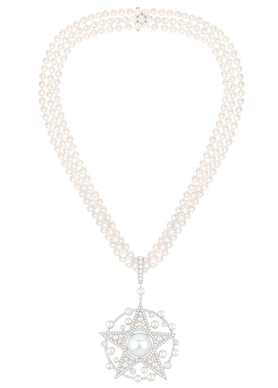 Chanel pearl and hot sale diamond necklace