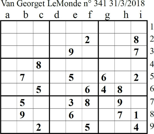 solution détaillée sudoku N° 341 « Expert » de Yan Georget dans