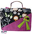 cartable crapule verterose et noir a fleur oiseau