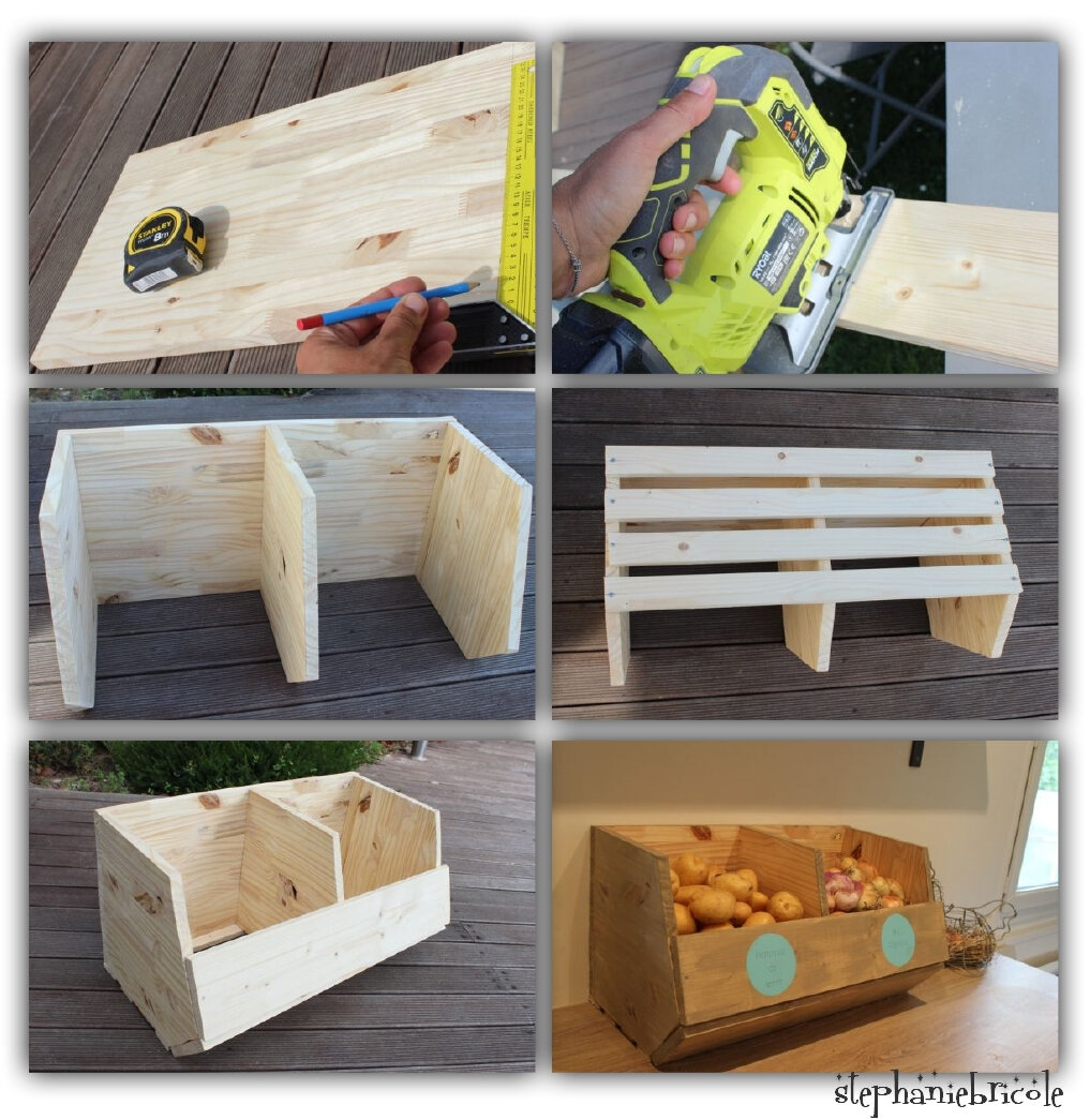 DIY pour détourner des caisses en bois en rangement à légumes