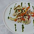 Tagliatelles de seiche, haricots blancs et poivron grillé