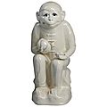 White porcelain monkey in a suit holding a peach, china, circa 1970