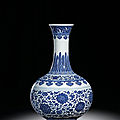 A ming-style blue and white bottle vase, seal mark and period of qianlong (1736-1795)