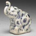Vietnamese elephant-shaped water-dropper in underglaze blue. late 15th-early 16th centuries.