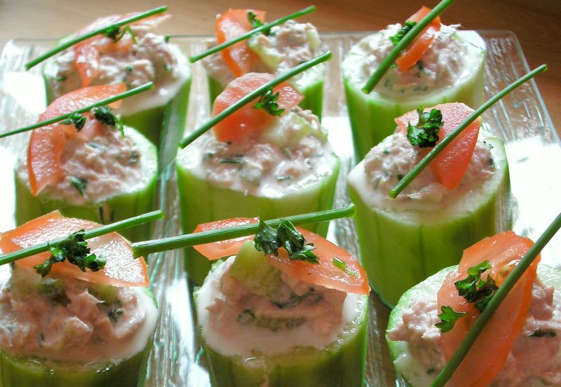 tours de au saumon ou au thon, une entrée légère, légère