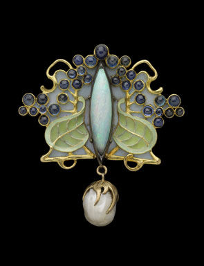 Louis Comfort Tiffany's Butterfly brooch. Enamel and stained glass.