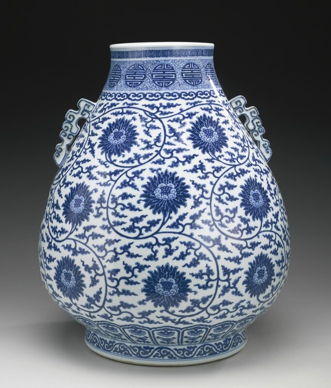 A Fine Blue And White 'Lotus' Vase, Hu