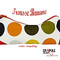 Trousse mignonne originale forme banane courbée à gros pois﻿ www.crapule-factory.com