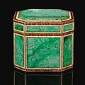 An important ottoman gem-set, jadeite and tombak-mounted casket, turkey, 19th century