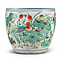 A large famille-verte 'lotus' fishbowl, qing dynasty, kangxi period (1662-1722)