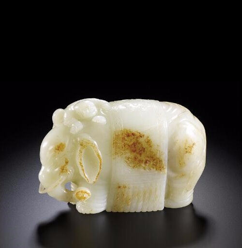 A White Jade ‘Elephant and Boy’ carving, Qing Dynasty, Qianlong period (1736-1795), 14