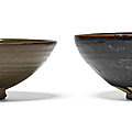 A jizhou green-glazed painted bowl and a black-glazed bowl, song dynasty (960-1279)
