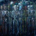son Schulnik, What Awaits You, 2006, oil on canvas, 84 x 136 inches